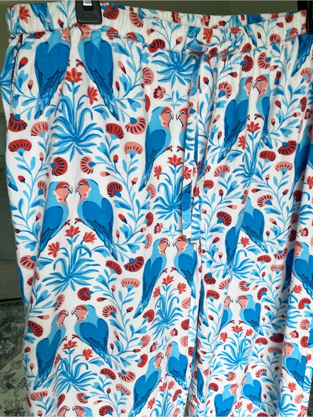 Printfresh Lovebirds Print Pajama Sleep Pants Size L Blue Pink Cotton Loungewear